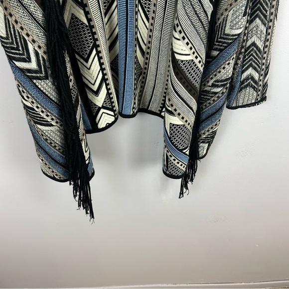 Nic+Zoe Multicoloured Striped Open Cardigan Long Sleeve with Fringe Size Large - Picture 6 of 9